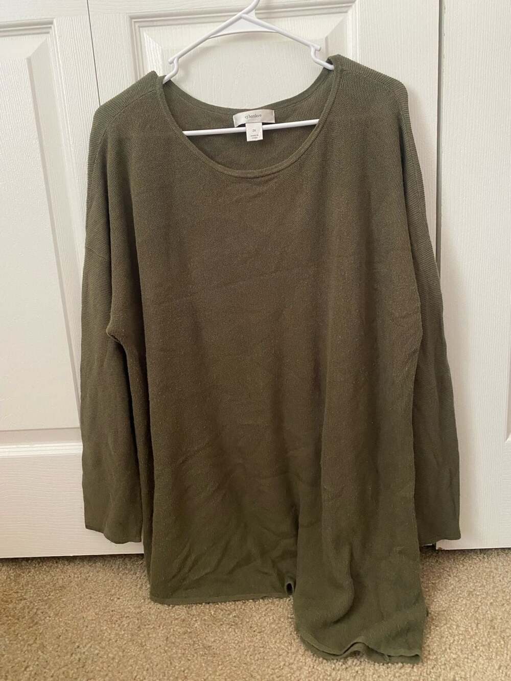 cj banks Olive Green Ribbed Long Sleeve Knit Tunic Top 2X
